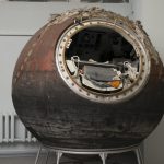 Colour photograph of a spherical soviet descent module