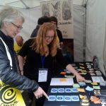 Colour photograph of the medical history card game being demonstrated