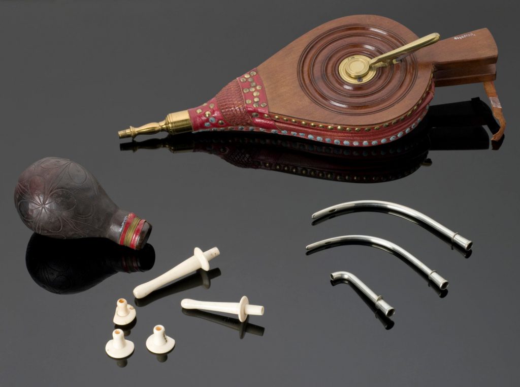 Colour photograph of a tobacco enema kit from the late eighteenth century