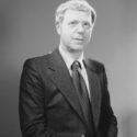 Black and white portrait photograph of Brian Bracegirdle