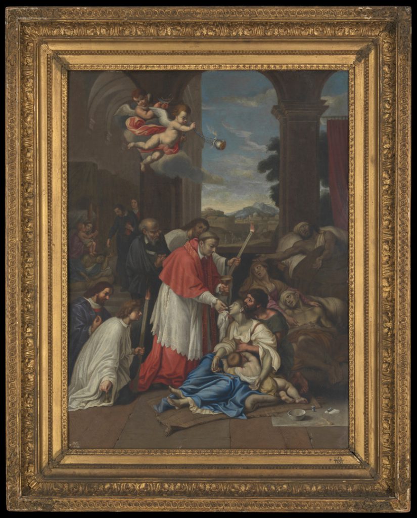 Oil painting of Carlo Borromeo ministering to plague victims