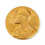 Colour photograph of a nobel prize medal replica