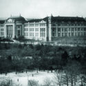 Black and white photograph of a very large and grandiose museum building