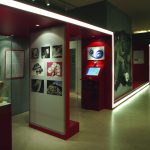Colour photograph of an exhibition on research focusing mainly on the inner ear and climate change