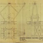 Technical drawing in ink for a model of a rotating crane