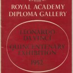 Photograph of the front cover in red and white of the catalogue for the royal academy diploma gallery leonardo da vinci quincentenary exhibition 1952