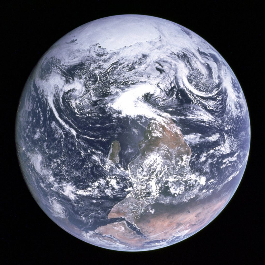 Colour photograph of Planet Earth from space