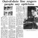 Newspaper article from 1960 about opticians opinions on out of date NHS spectacle styles