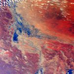 Colour photograph of the Australian landscape taken from space
