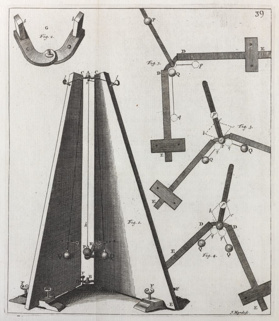 Detailed ink drawing of a machine for oblique and compound collision