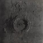 A black and white drawing of a crater in chalk pastel and crayon entitled Copernicus