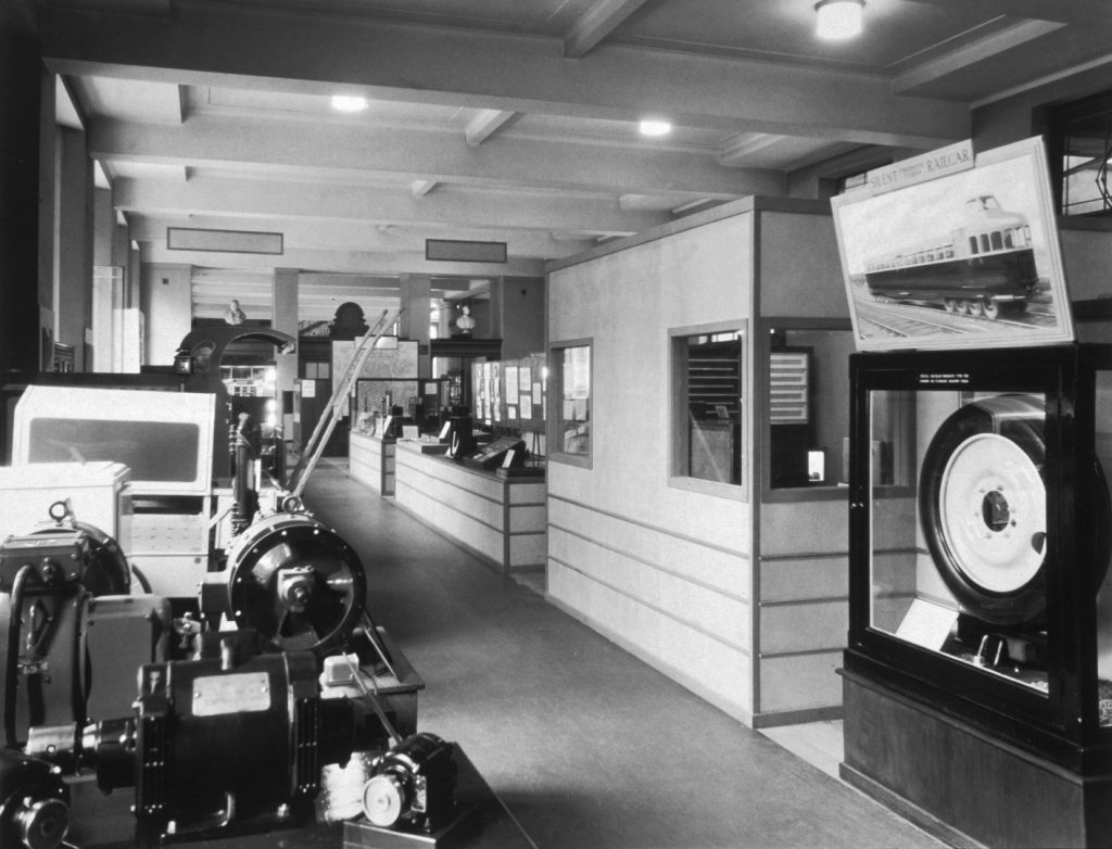 Black and white photograph of the Museums noise abatement exhibition in 1935
