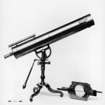 Black and white photograph of a thirty six inch reflecting telescope