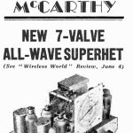 Newspaper advertisement for a 7 valve all wave superhet radio receiver