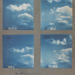 A set of four colour photographs of cumulus cloud formations from 1887
