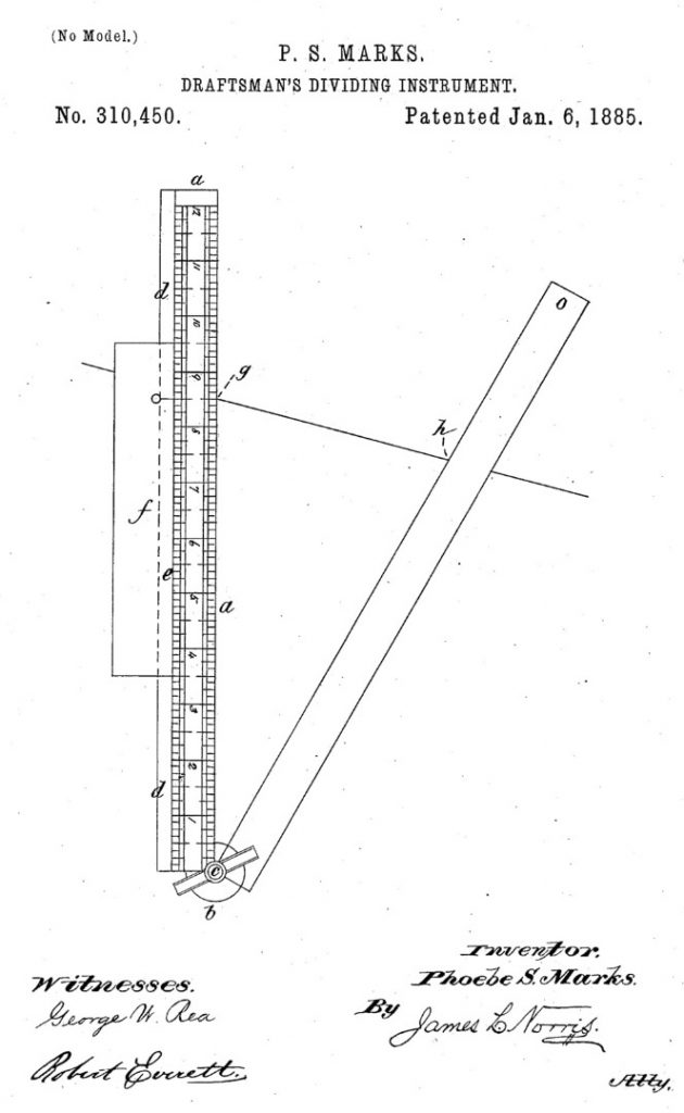 Pen and ink illustration of a draftmans dividing instrument
