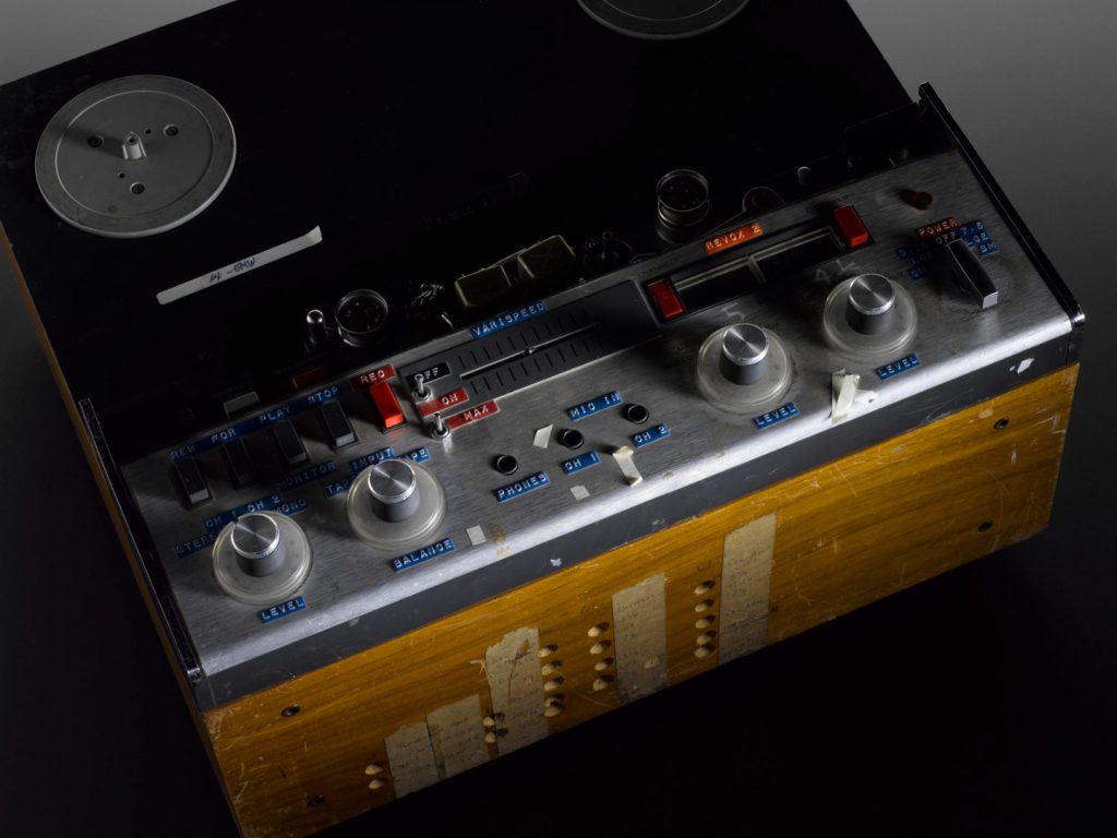 Colour photograph of a Revox A77 tape recorder modified for continuously variable playback