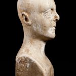 Side view of miniature phrenology bust showing brush marks