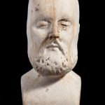 Miniature phrenology bust with moustache and beard