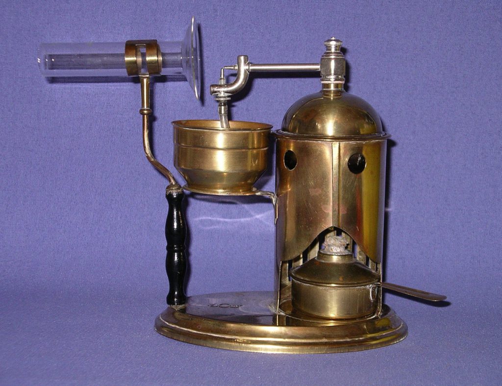 Colour photograph of a steam powered inhaler from 1871