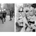 Black and white photographs of violent and peaceful nuclear demonstrations