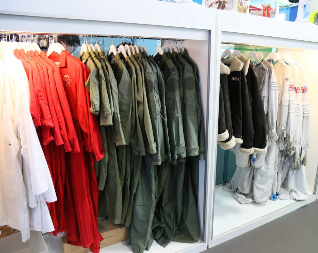 A selection of pilot outfits from different eras for use by visitors to the Flight Gallery photo studio at the Science Museum