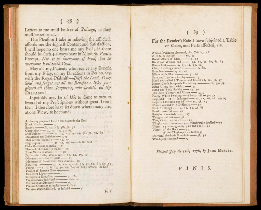 Double page spread from a book showing an index
