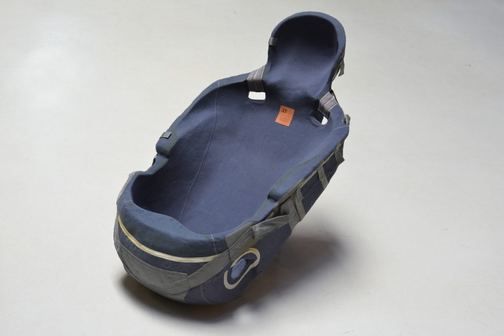 Colour photograph of a cosmonaut seat custom built for Dennis Tito the first space tourist