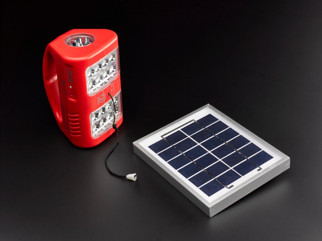 Colour photograph of a solar powered light kit