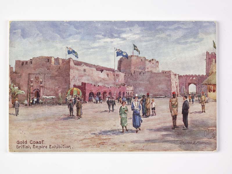Souvenir postcard of the interior of a Gold Coast walled city