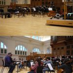 Colour photograph of the RCM orchestra rehearsing at the RCM