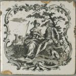 An earthenware tile with transfer printed decoration by Sadler and Green