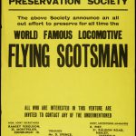 A poster from the Cresley A3 preservation society requesting voluntary aid to help preserve the Flying scotsman steam train