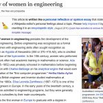 Screenshot from the Wikipedia page Women in Engineering