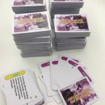 Colour photograph of card packs for the Mind Boggling Medical History game