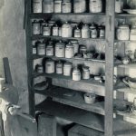 The corner of James Watt?s workshop showing storage of jars of chemical substances