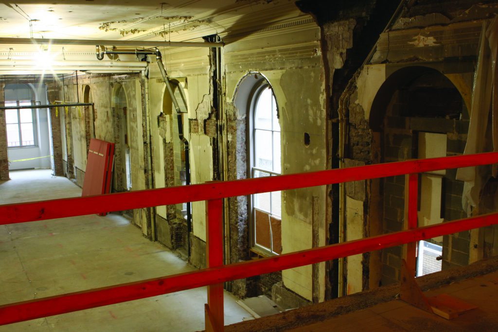 Colour photograph of the interior of the interior of the Chemical Heritage Foundation during construction