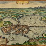 Hand illustrated map of Mantua from 1575