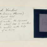 Photograph of the first photograph taken of a lattice window with a camera obscura with accompanying text by the maker