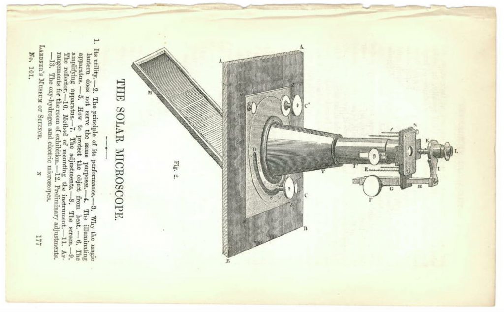 An illustration of a Solar Microscope from 1855