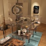 colour photograph of exhibition display cases showing various medical instruments old and new