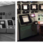 Two photographs of the control room at Dounreay Nuclear Power Station