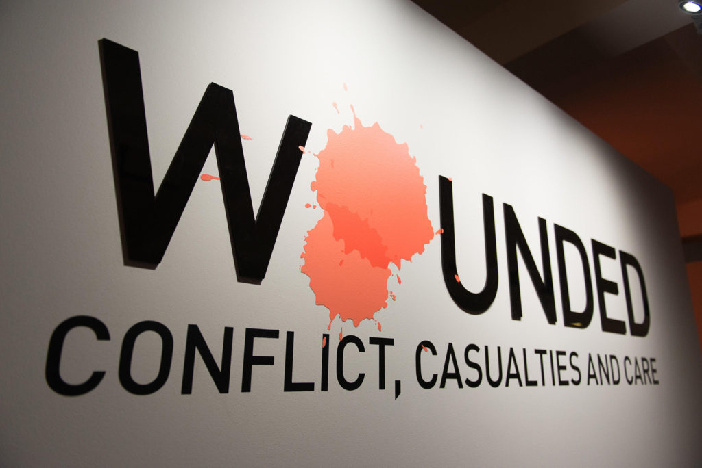 Wounded Conflict Casualties and Care exhibition entrance display board