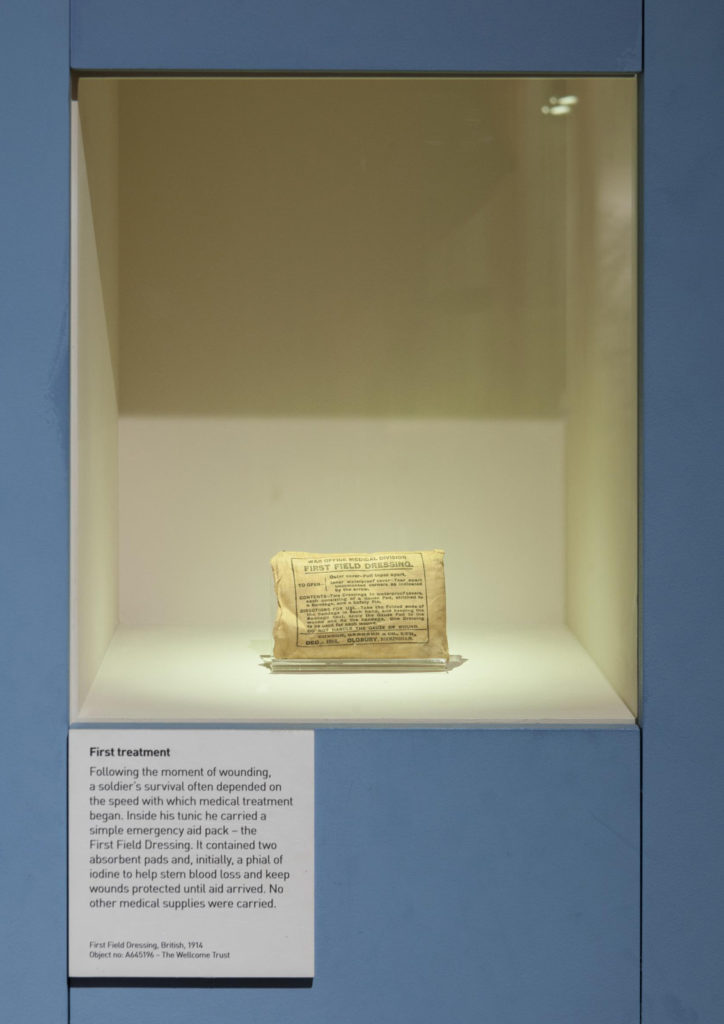 Colour photograph of a Wounded exhibition object display case