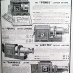 Page from a 1907 magazine showing several illustrations of optical lanterns