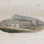 Colour lithograph of the Palace of Industry in Paris mid nineteenth century