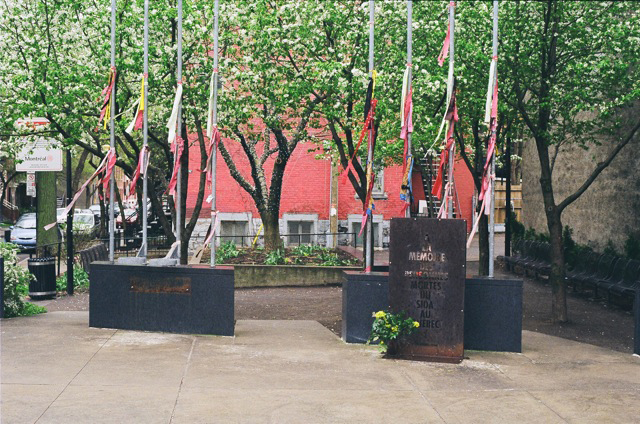 Colour photograph of the Park of Hope AIDS memorial in Montreal