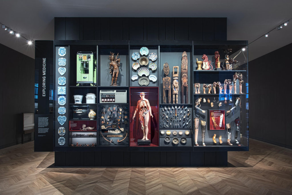 Colour photograph of a medical objects gallery case