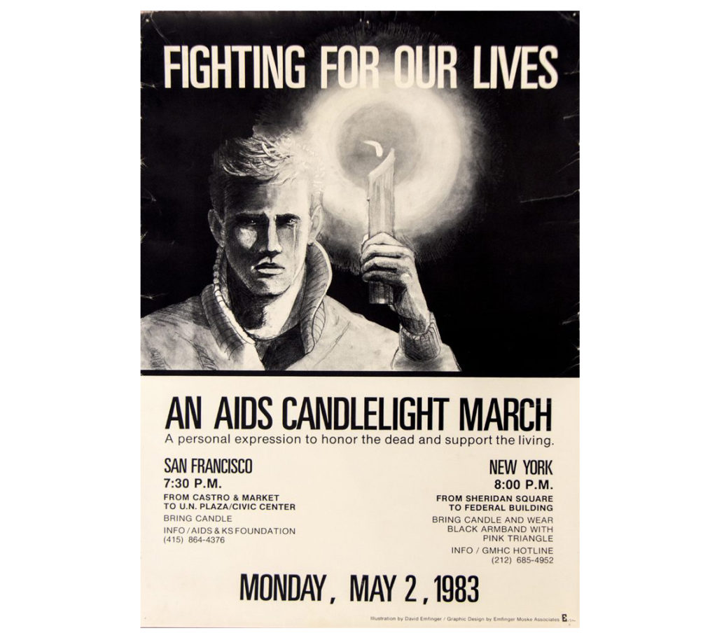 Poster for an AIDS candlelight march in North America in nineteen eighty three