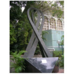 Colour photograph of a sculpture of a ribbon in Hong Kong